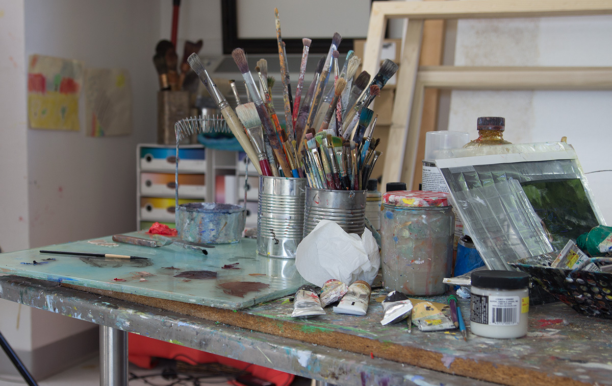 Paint Brushes in the Artist Studio